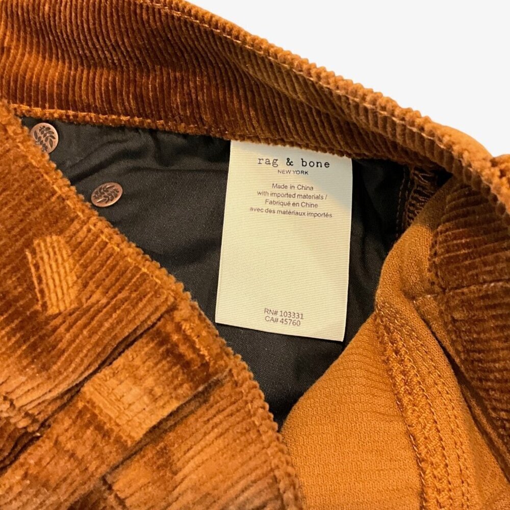 Rag & Bone Peyton Mid Rise Bootcut Pants Corduroy Gold Brown Size 24 - Picture 10 of 12